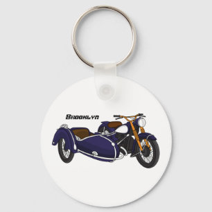 Sidecar paarse motorrijwielillustratie sleutelhanger