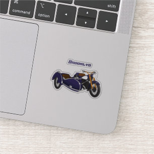 Sidecar paarse motorrijwielillustratie sticker