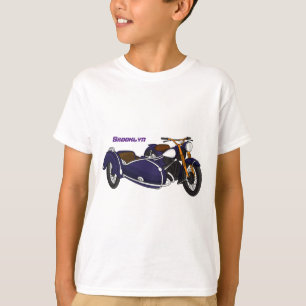Sidecar paarse motorrijwielillustratie t-shirt