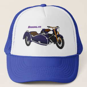 Sidecar paarse motorrijwielillustratie trucker pet