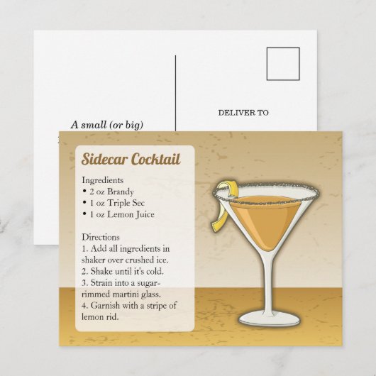 Sidecar Recept Kaart (Voorkant / Achterkant)