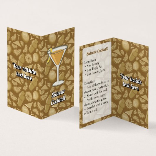 Sidecar Recipe Visitekaartjes (Binnen en buitenkant)