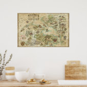 Sideshow Monkey-Wereldkaart Poster (Keuken)