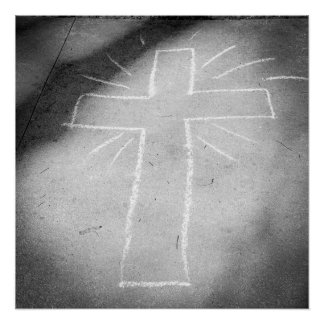 Sidewalk Art Chalk Cross Perfect Poster