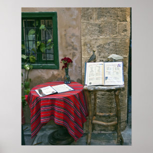 Sidewalk cafe, Chania, Kreta, Griekenland Poster