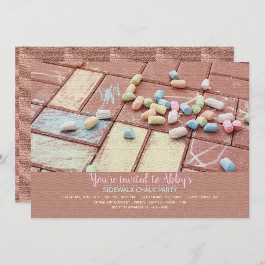 Sidewalk Chalk Uitnodiging (Voorkant / Achterkant)