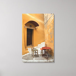 Sidewalk table setting, Chania, Kreta, Griekenland Canvas Afdruk