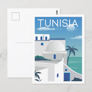 Sidi Bou zei Tunesië reisplaats illustratie Briefkaart
