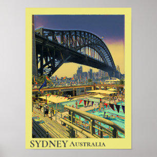 Sidney Harbor Bridge vintage reiswiekdecor Poster