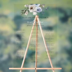 Siège Alphabétique Floral Mariage bleu Dusty