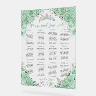 Siège en argent de Quinceañera Mint Green Floral