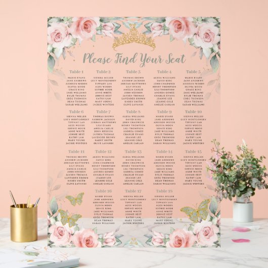 Siège Floral Blush Quinceañera Vert Sage (Mariage)