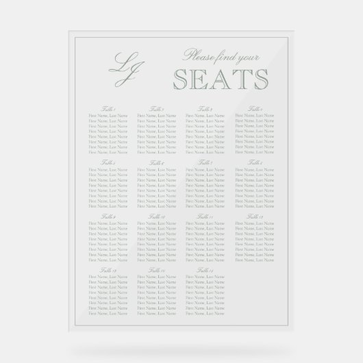 Siège Mariage de script du Monogramme vert Sage mo (Recto)