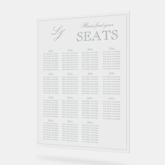 Siège Mariage de script du Monogramme vert Sage mo (Angle)