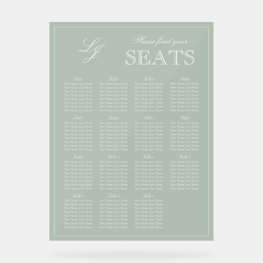Siège Mariage de script du Monogramme vert Sage mo (Recto)