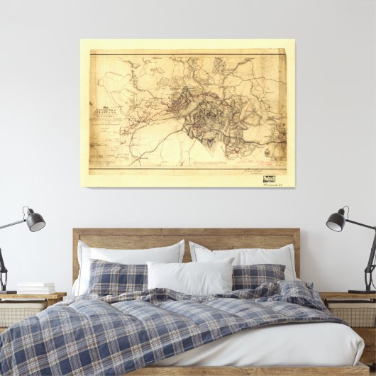 Siege of Atlanta Map, 19-26 augustus 1864 Canvas Afdruk (Insitu (Slaapkamer))