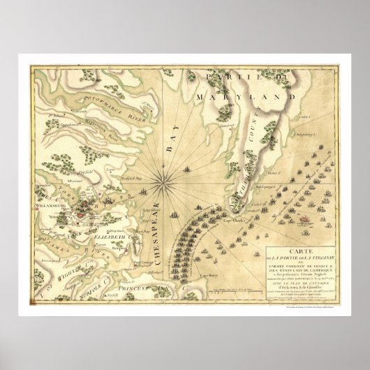 Siege of Yorktown Map 1781 Poster (Voorkant)