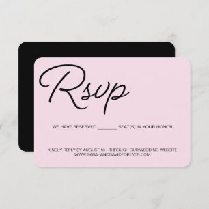Siège réservé du mariage RSVP noir et blanc rose