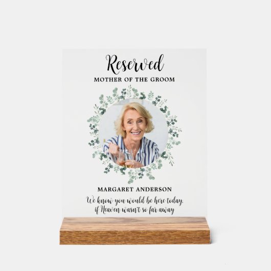 Siège réservé Photo Mémorial Mariage Eucalyptus (Recto)