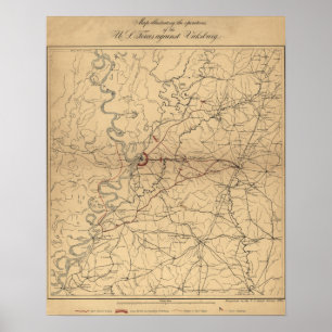 Siege van Vicksburg - Panoramische Kaart voor de b Poster