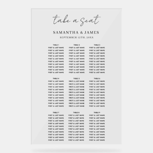 Sièges stylé Mariage Tableau de sièges (Recto)