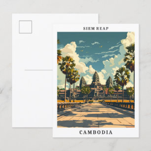 Siem Reap Cambodja Elegante Kunst Vintage Reizen Briefkaart