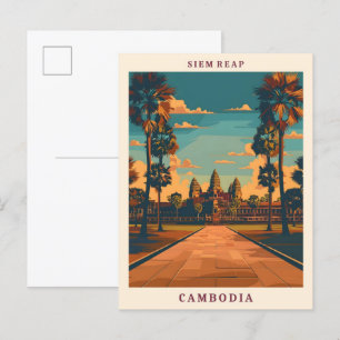 Siem Reap Cambodja Elegante Kunst Vintage Reizen Briefkaart