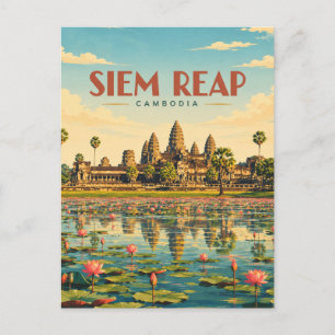 Siem Reap Cambodja Vintage Reis Kunst Briefkaart