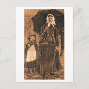Sien onder Umbrella met Girl, Van Gogh Fine Art Briefkaart