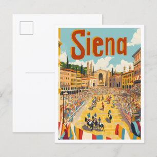 Siena Italië Art Vintage Travel Illustratie Briefkaart