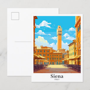 Siena Italië Art Vintage Travel Illustratie Briefkaart