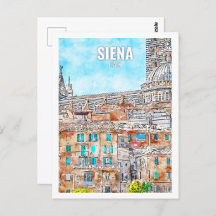 Siena Italië Beroemde Reisplaats Waterverf Briefkaart