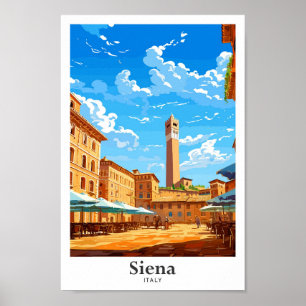 Siena Italië Reizen Kunst Vintage Illustratie Poster