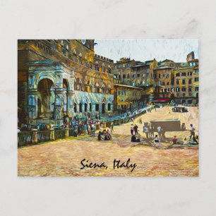 Siena Italië Stad olieverfschilderij Briefkaart