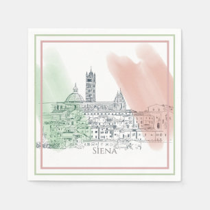 Siena Italy Tower Dome en Italiaanse vlag Colors Servet