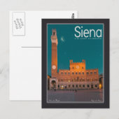 Siena - Palazzo Pubblico Night Briefkaart (Voorkant / Achterkant)