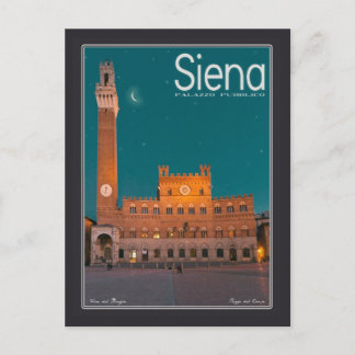 Siena - Palazzo Pubblico Night Briefkaart