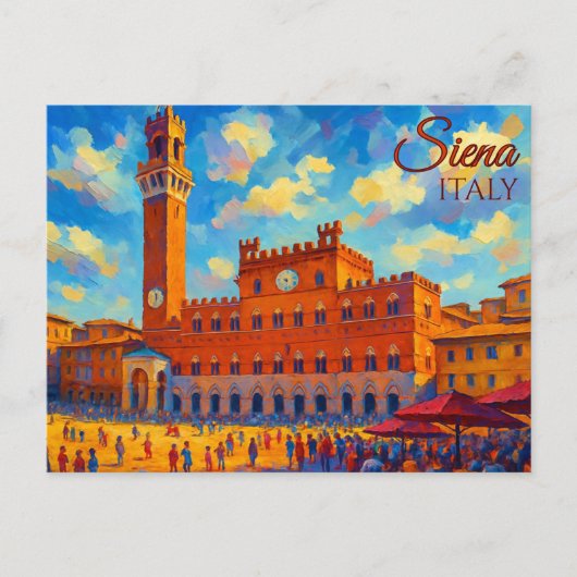  Siena Toscane Italië Retro Europa Reizen Briefkaart (Voorkant)