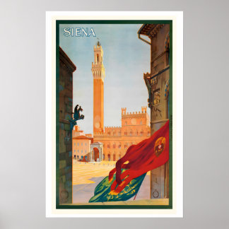 Siena Tuscany Italy Vintage Travel Poster - Framed
