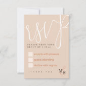 Sienna Beige Blanc Calligraphie Mariage Carte RSVP (Devant)