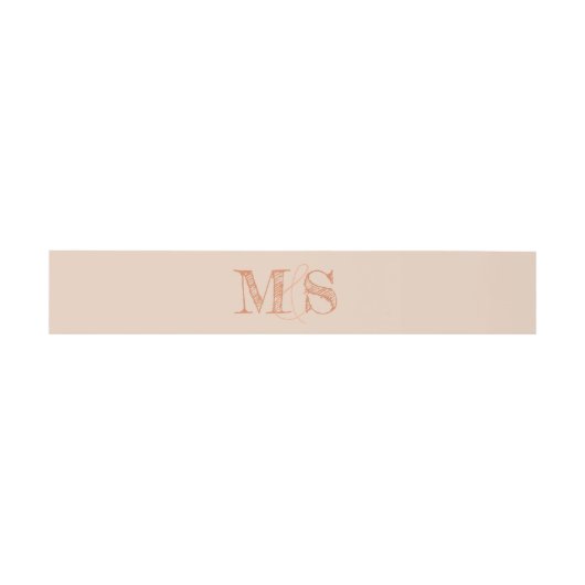 Sienna Beige Monogram bruid bruidegom Initialen br Uitnodigingen Wikkel (Vlak)