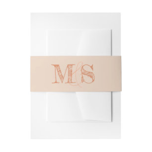 Sienna Beige Monogram bruid bruidegom Initialen br Uitnodigingen Wikkel