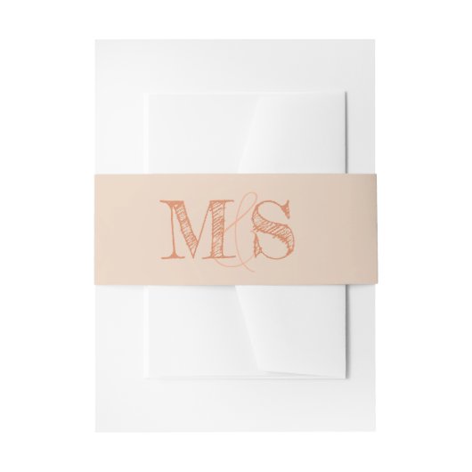 Sienna Beige Monogram bruid bruidegom Initialen br Uitnodigingen Wikkel (Voorkant Voorbeeld)