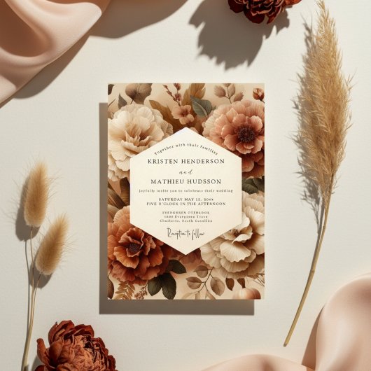 Sienna Bloom Bruiloft Kaart