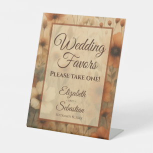Sienna Boho Watercolor Bloemen Bruiloft Favorieten Reclamebord Met Voetstuk