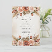 Sienna Botanische Romantische Bruiloft Kaart (Staand voorkant)