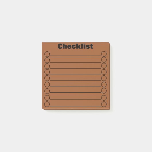 Sienna Brown Checklist Post-it® Notes 3" x 3" (Devant)