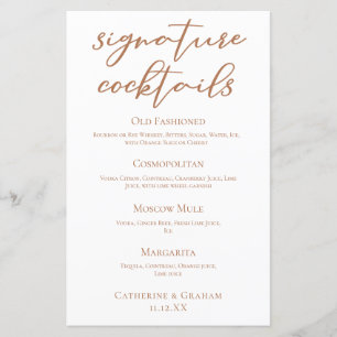Sienna Brown Mariage Signature Cocktails Menu