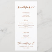 Sienna Brown Script minimalistische aangepaste bru Menu (Voorkant)
