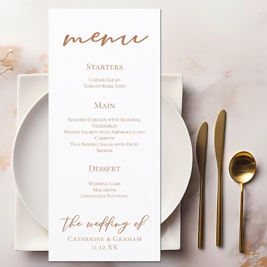 Sienna Brown Script minimalistische aangepaste bru Menu